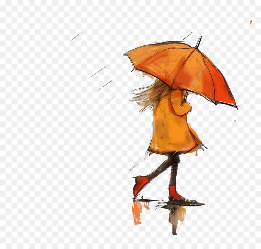 Fille Avec Parapluie，Enfant Avec Parapluie PNG