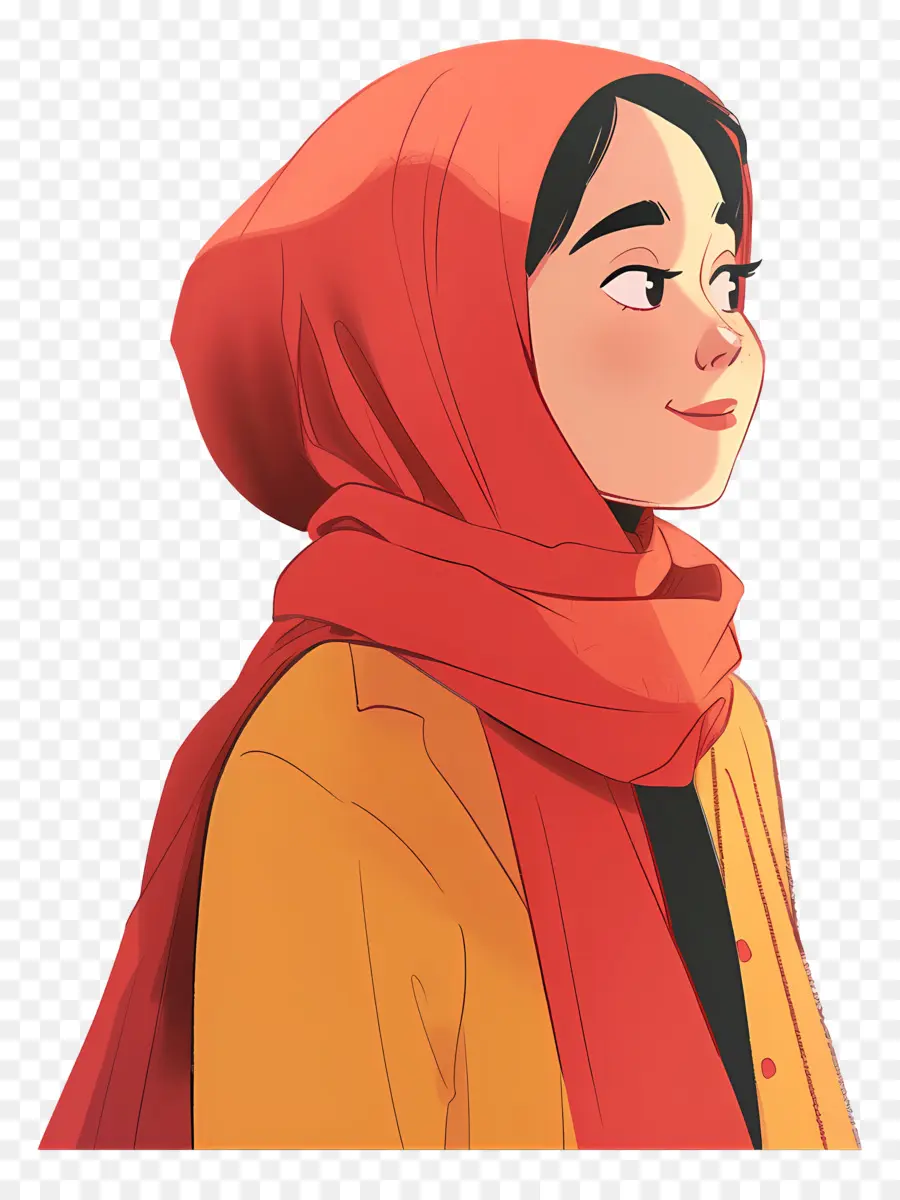 Hijab Fille，Fille En écharpe Rouge PNG