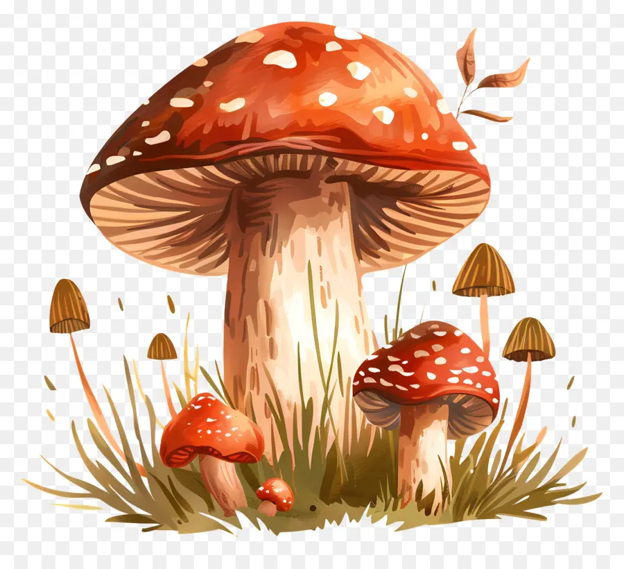 Champignons Forestiers，Champignons Rouges PNG