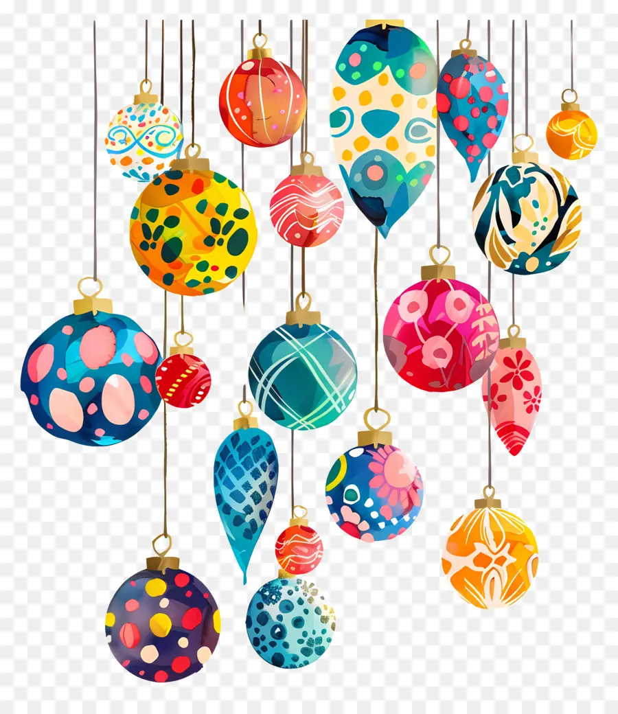 Boules Colorées De Noël，Ornements Colorés PNG