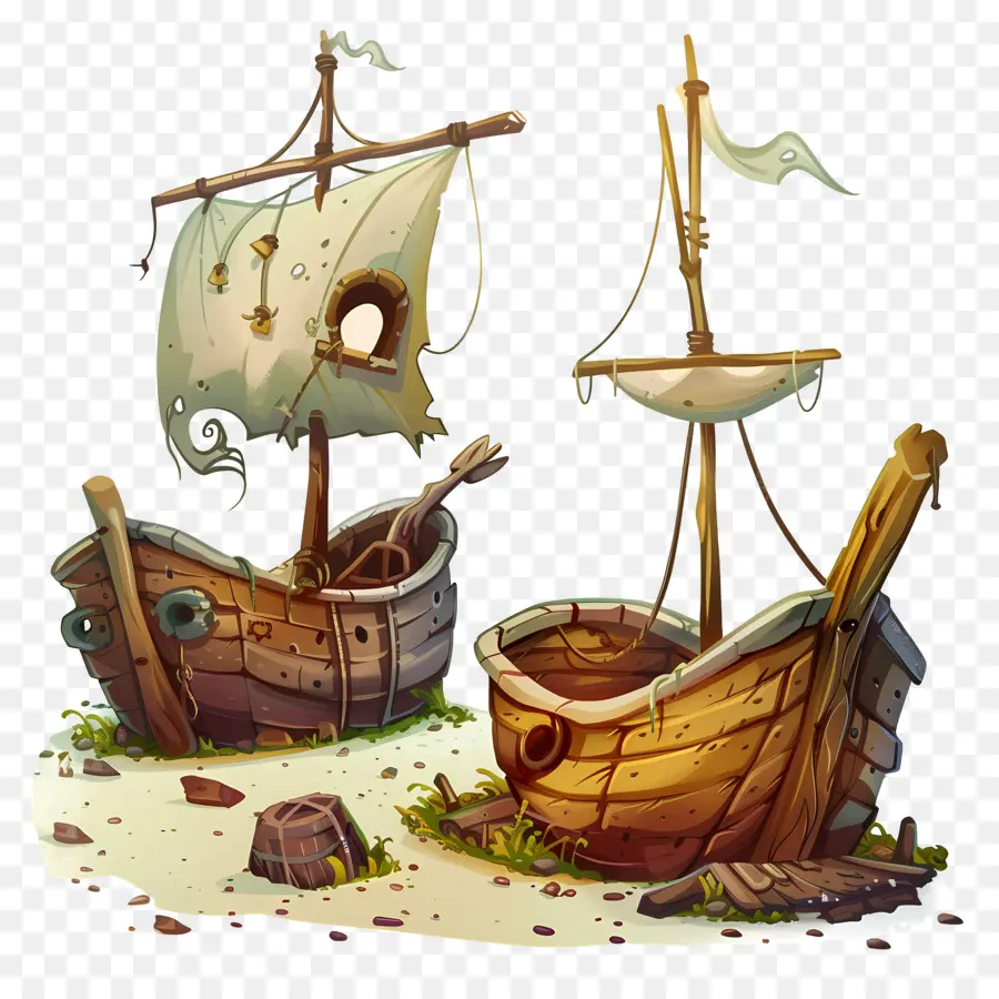 Naufrages，Vieux Bateaux En Bois PNG