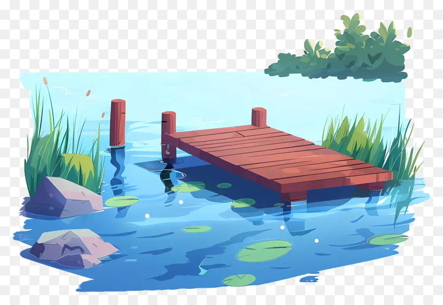 Lac Avec Quai，Quai En Bois PNG