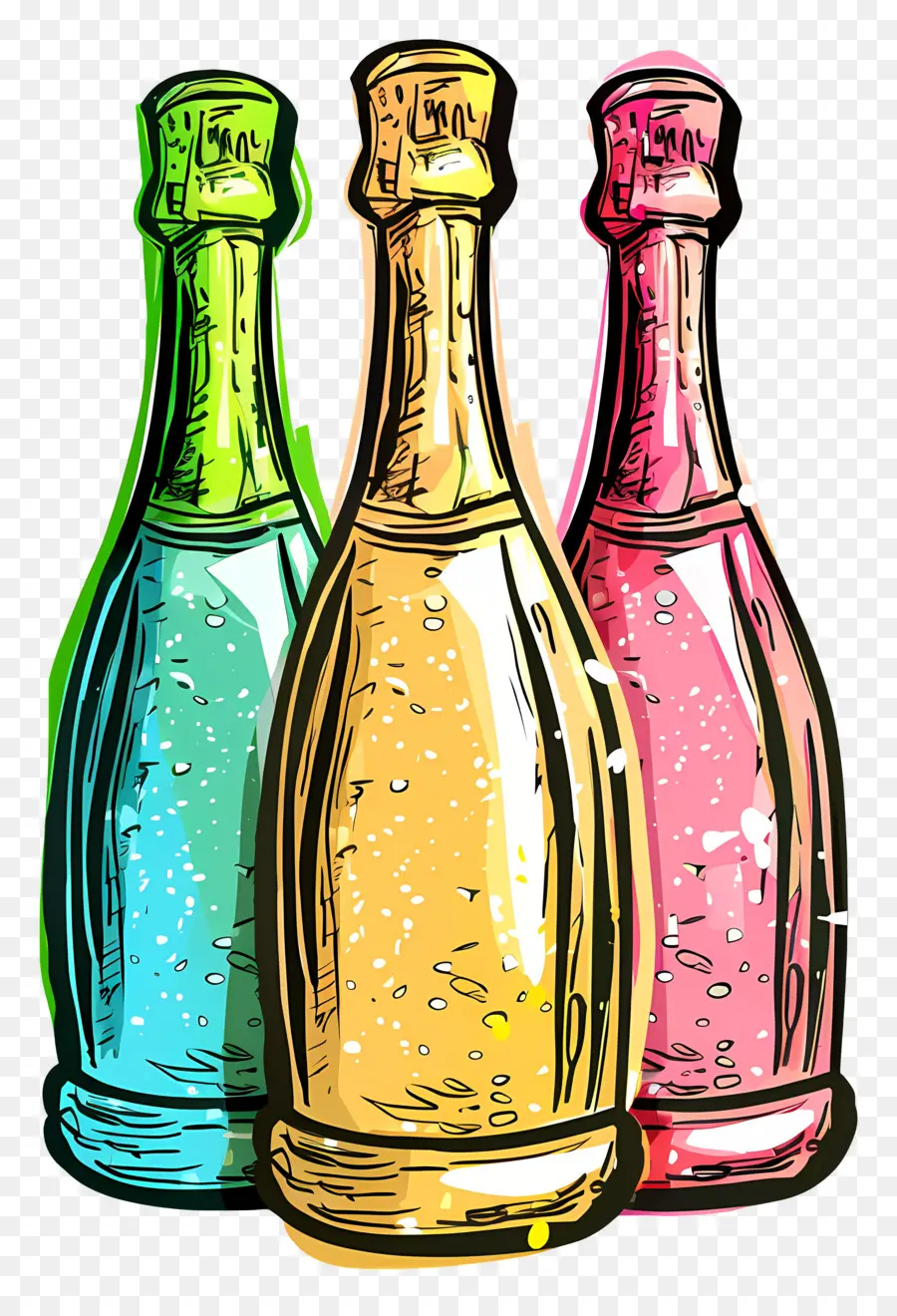 Champagne，Coloré Bouteilles PNG