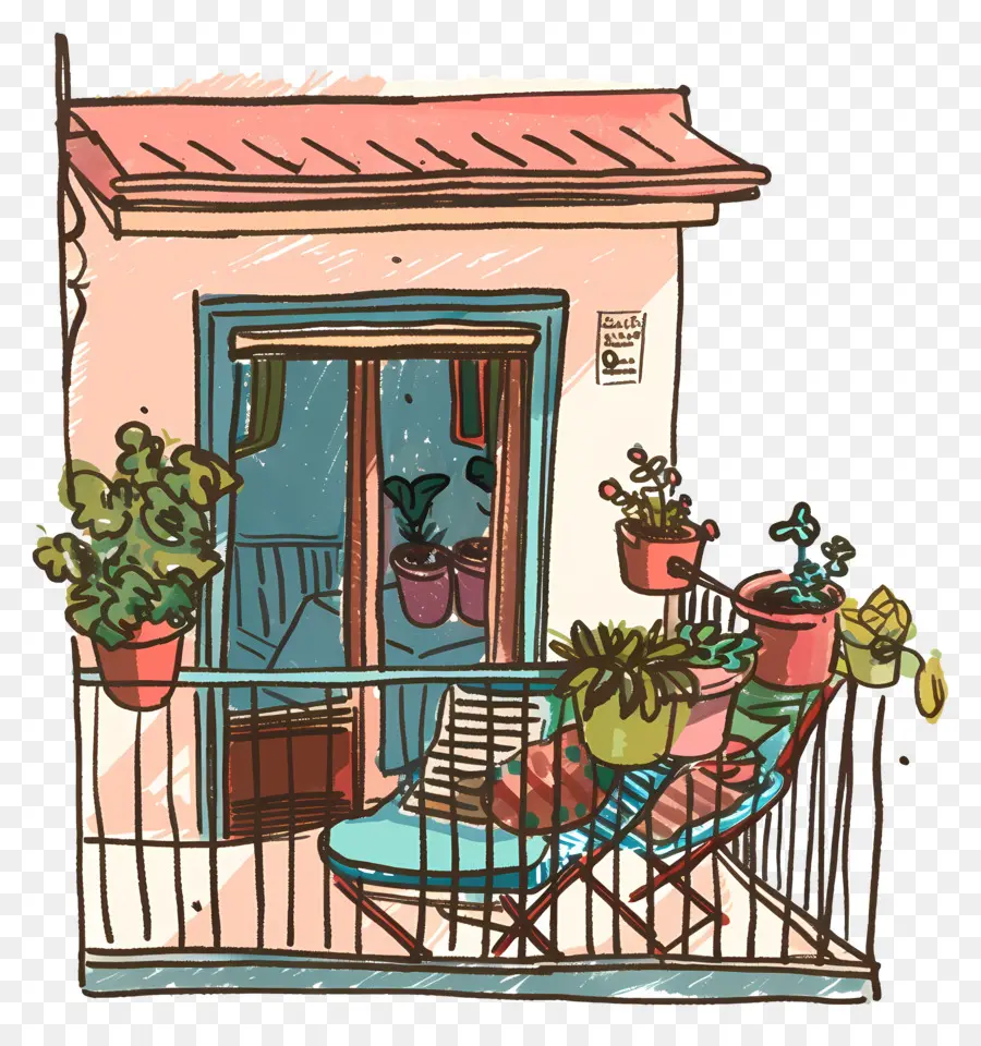 Balcon，Balcon Avec Plantes PNG