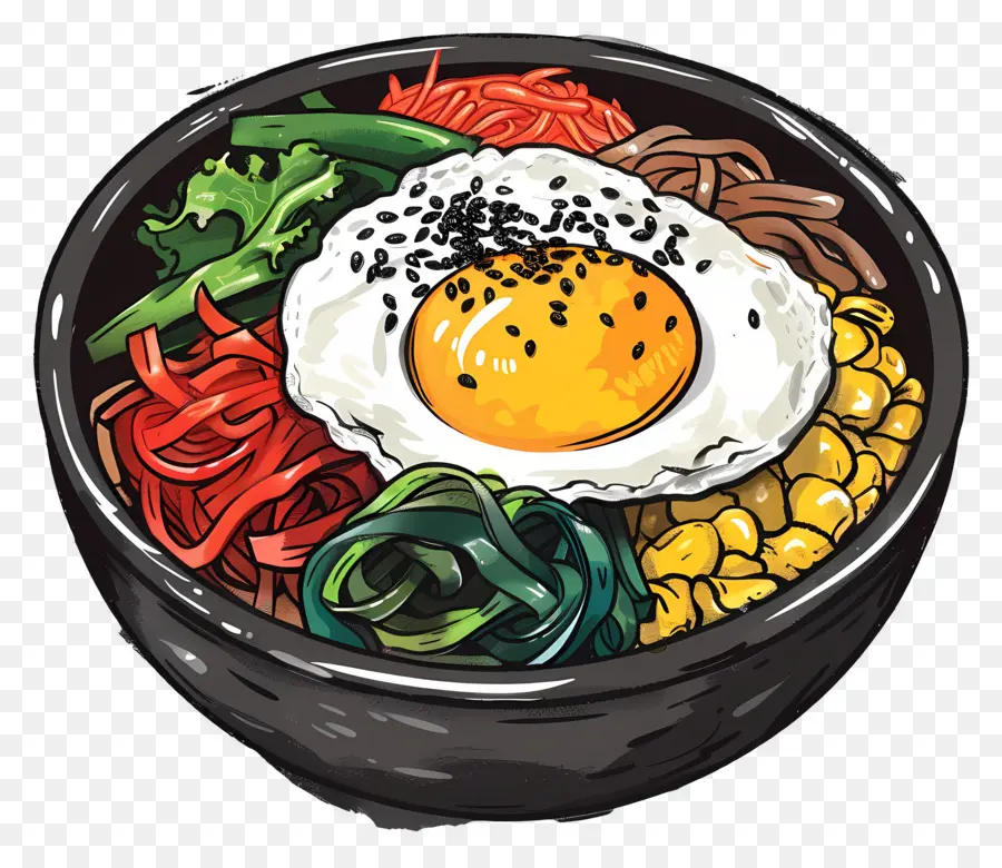 Bibimbap Coréen，Bol De Nourriture PNG