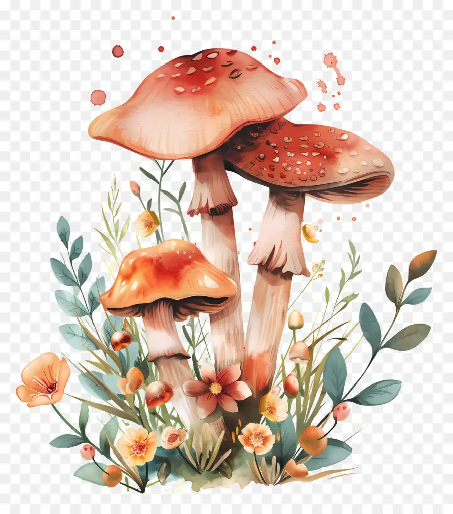 Champignons Forestiers，Champignons Rouges PNG