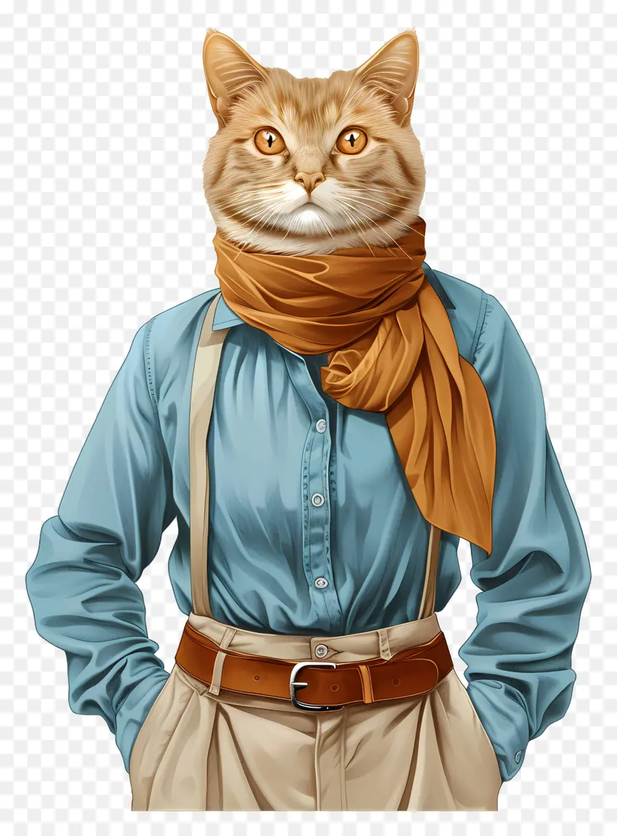 Chat De Dessin Animé，Chat En Vêtements PNG