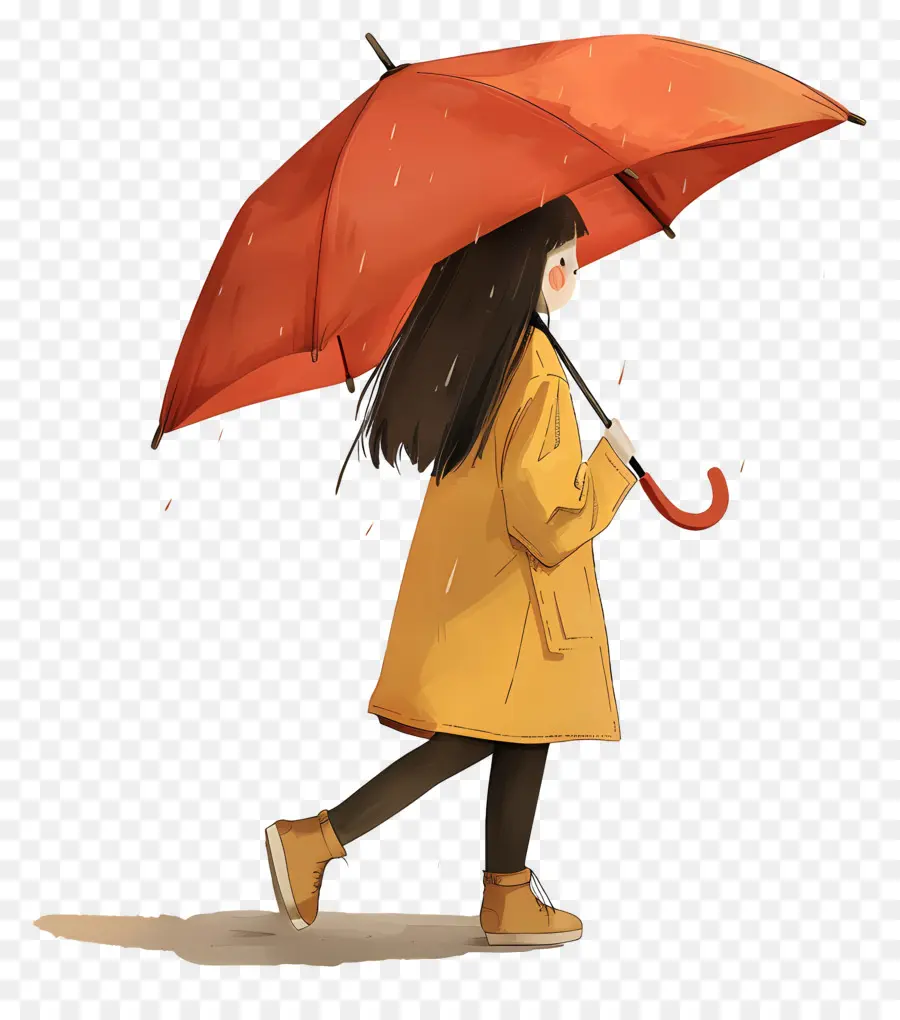 Fille Avec Parapluie，Pluie PNG