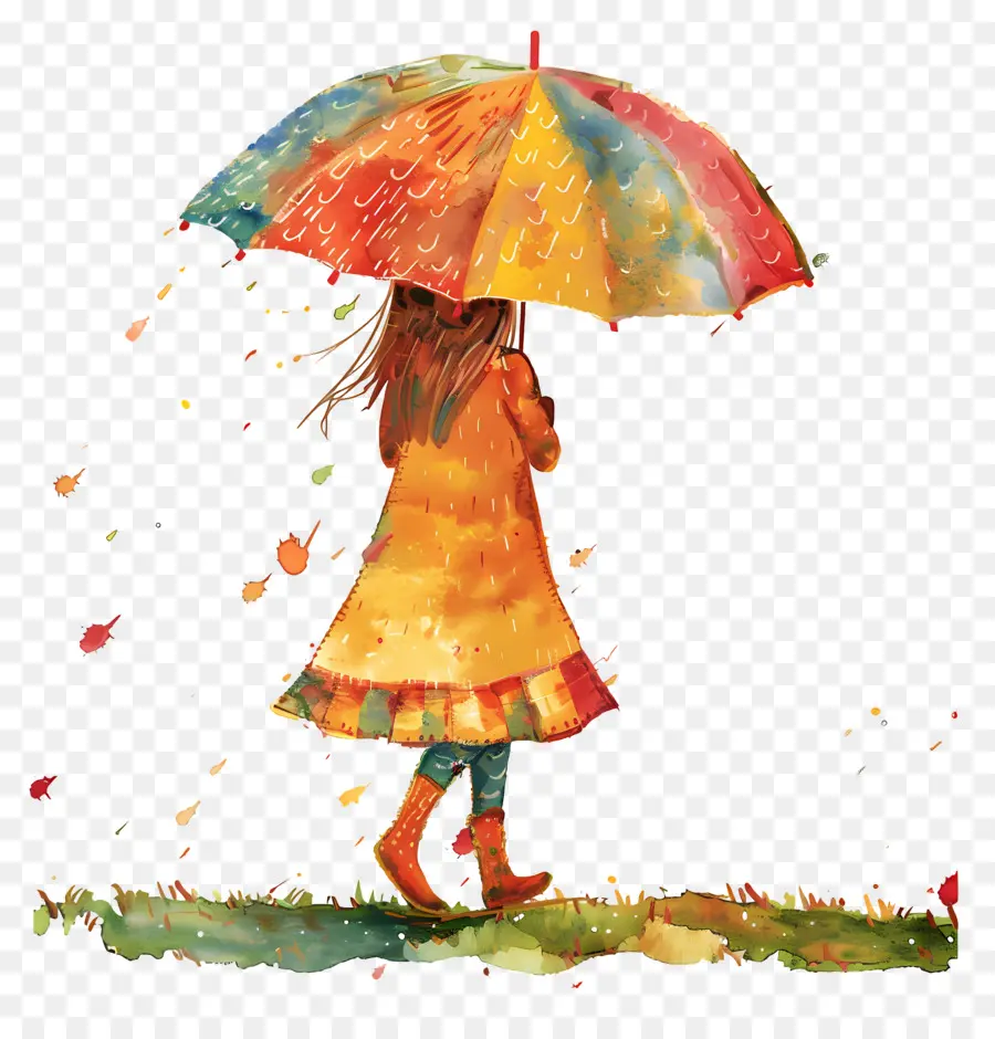 Fille Avec Parapluie，Enfant Avec Parapluie PNG