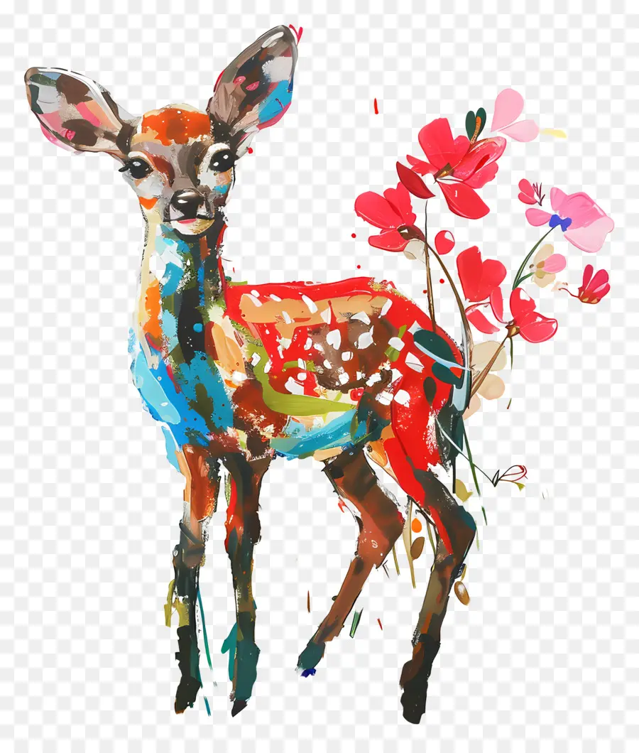 Cerf，Cerf Coloré PNG