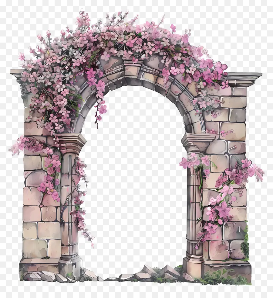 Arche De Fleurs Roses，Arche De Pierre PNG