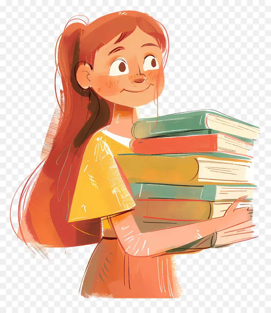 Fille Tenant Des Livres，Fille Avec Des Livres PNG