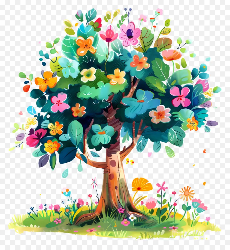 Arbre En Fleurs，Arbre Avec Des Fleurs PNG