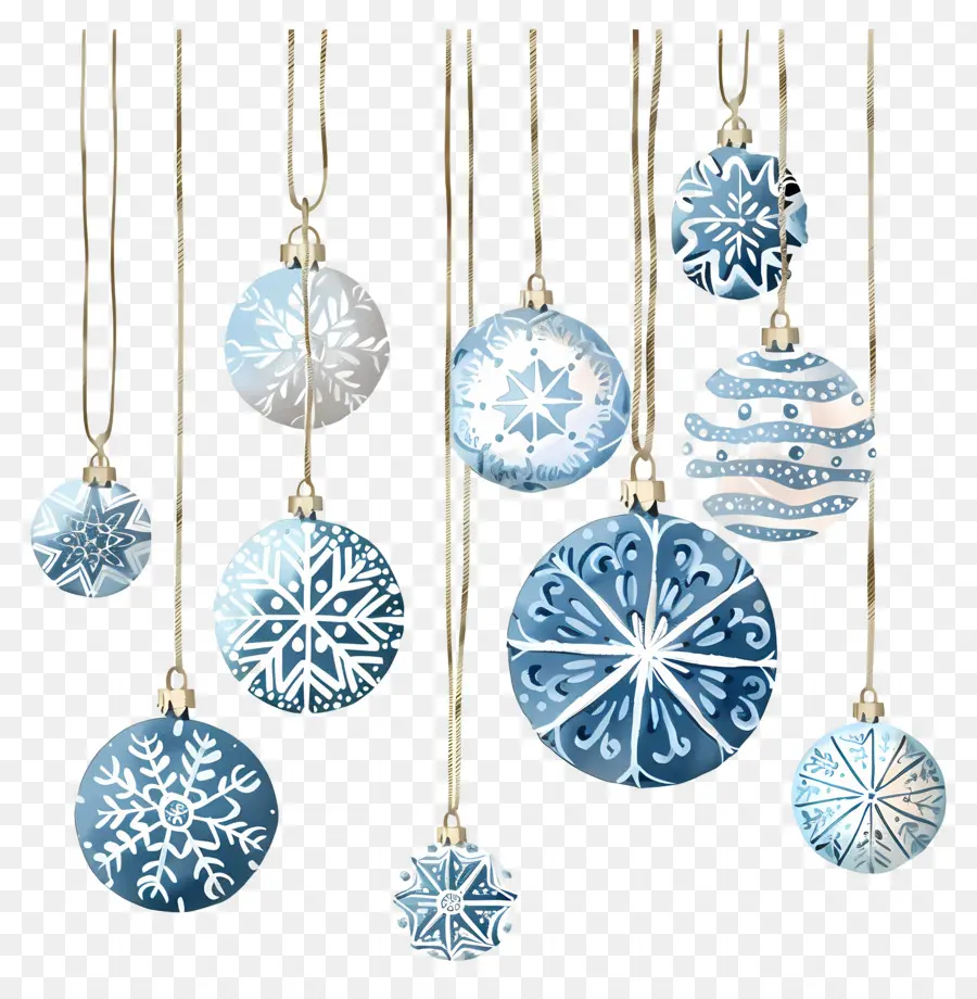 Boules De Flocon De Neige De Noël，Ornements Bleus PNG