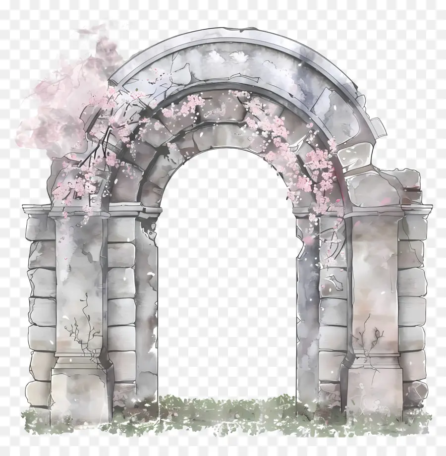 Arche De Fleurs Roses，Arche Avec Des Fleurs PNG