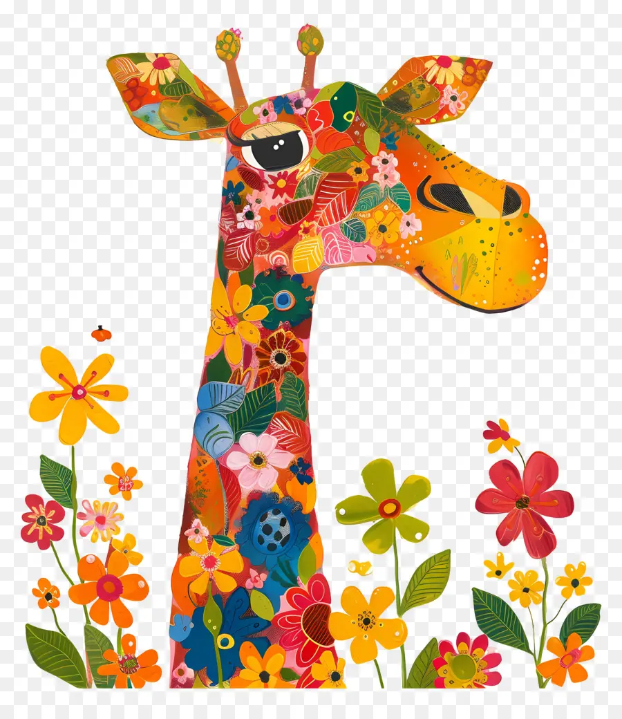 Girafe，Fleurs PNG