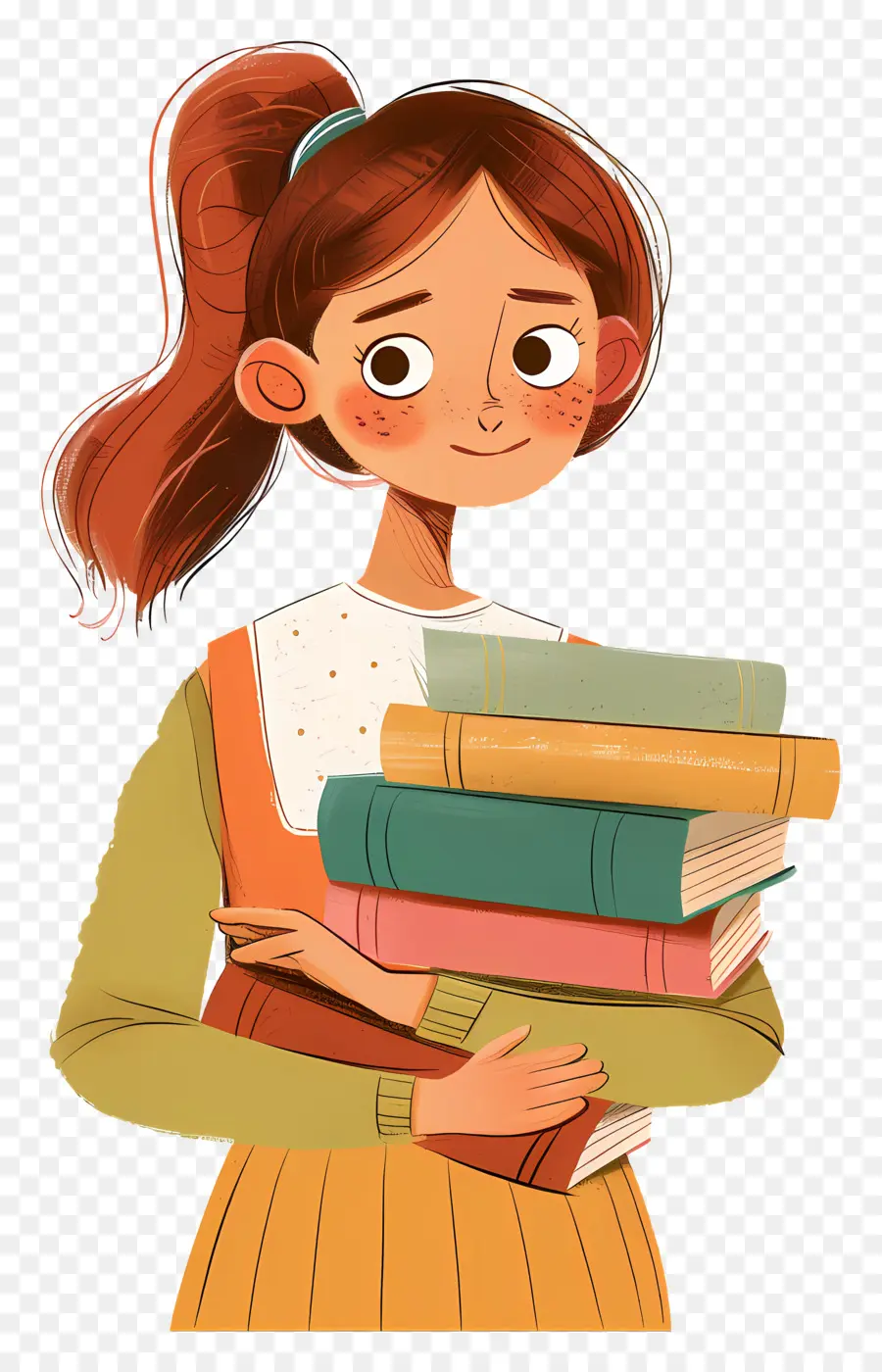 Fille Tenant Des Livres，Fille Avec Des Livres PNG