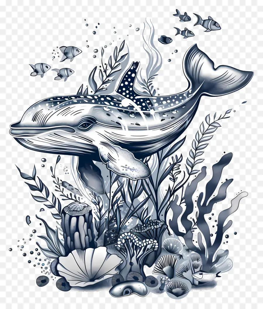 Faune Sous Marine，Baleine PNG