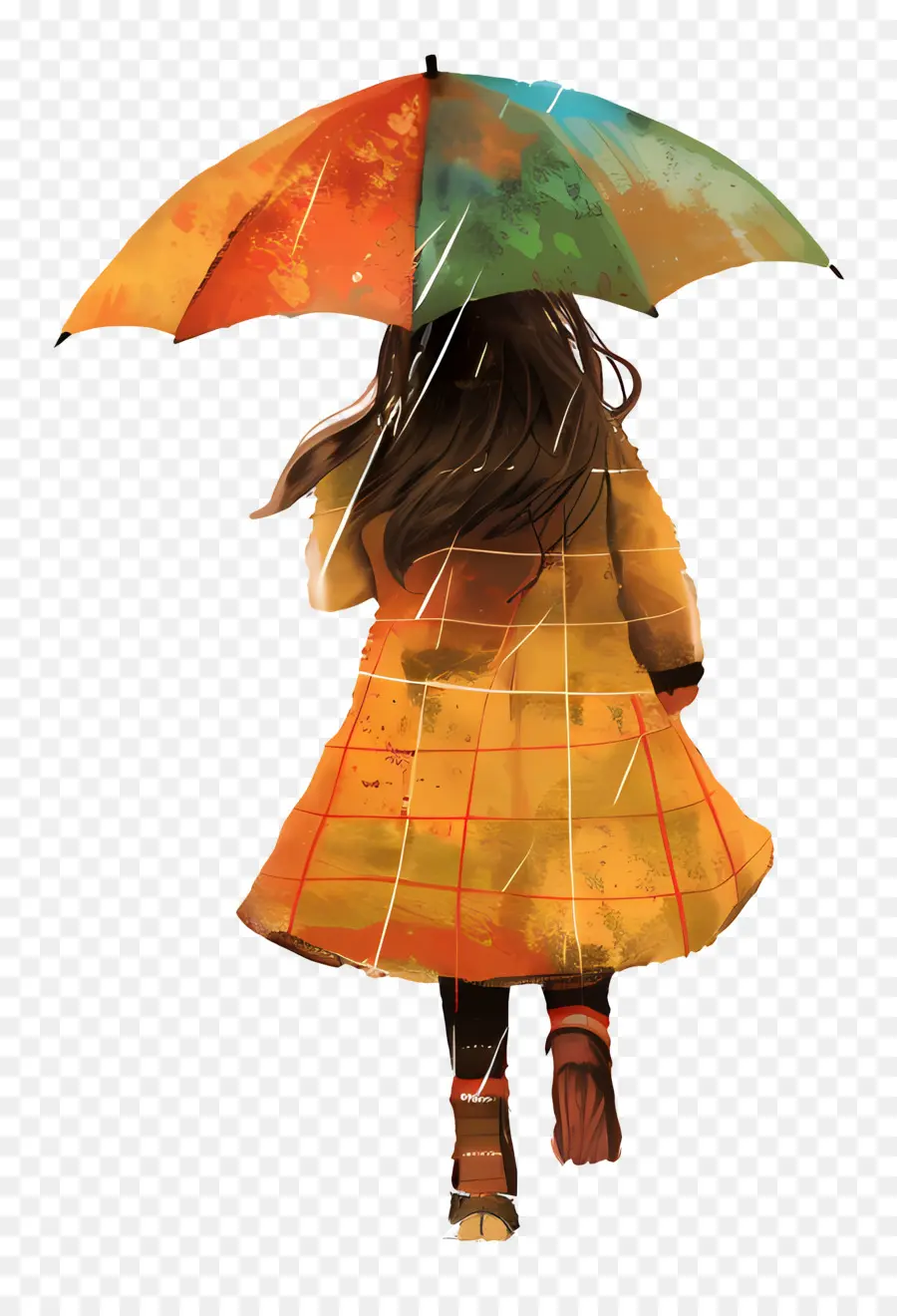 Fille Avec Parapluie，Pluie PNG