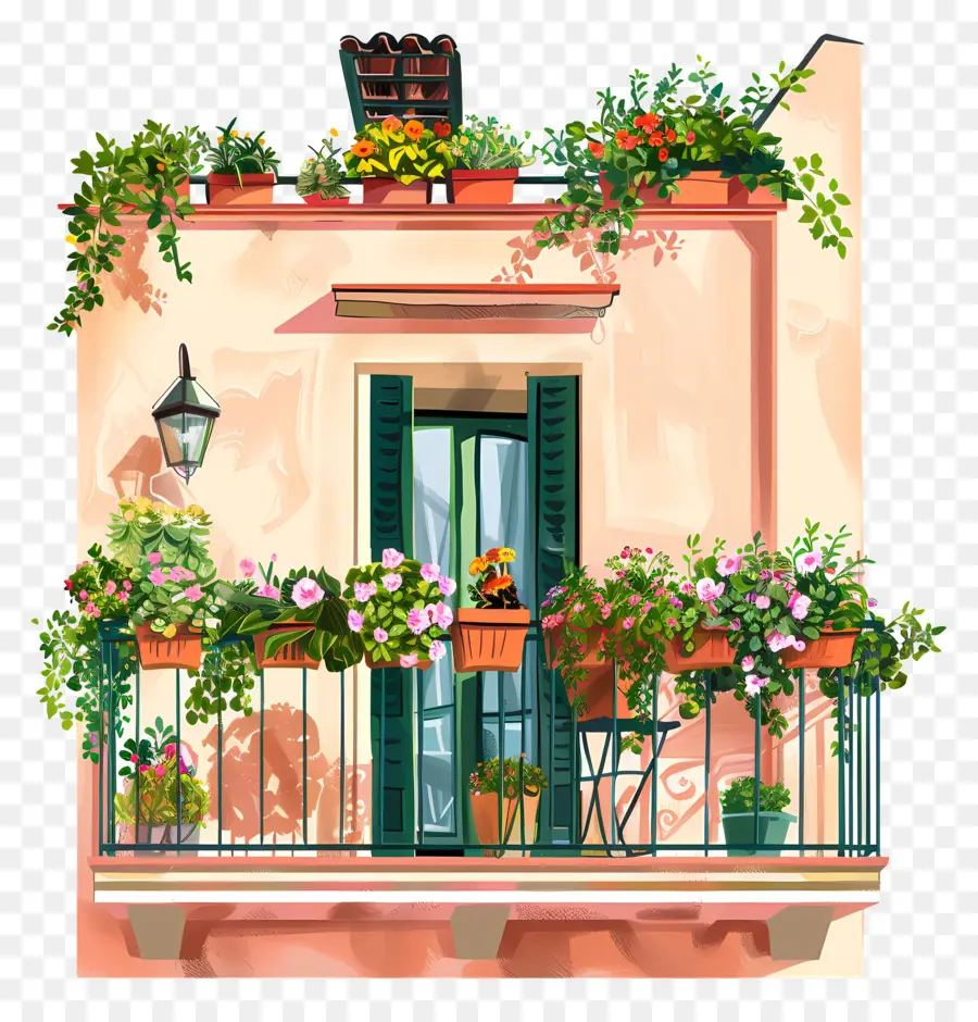 Balcon，Balcon Avec Plantes PNG