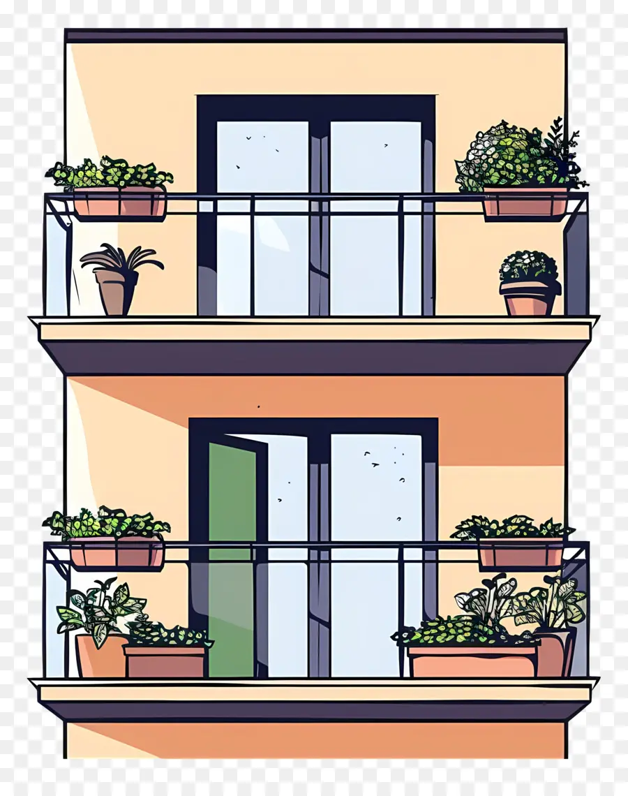 Balcon，Balcon Avec Des Plantes PNG