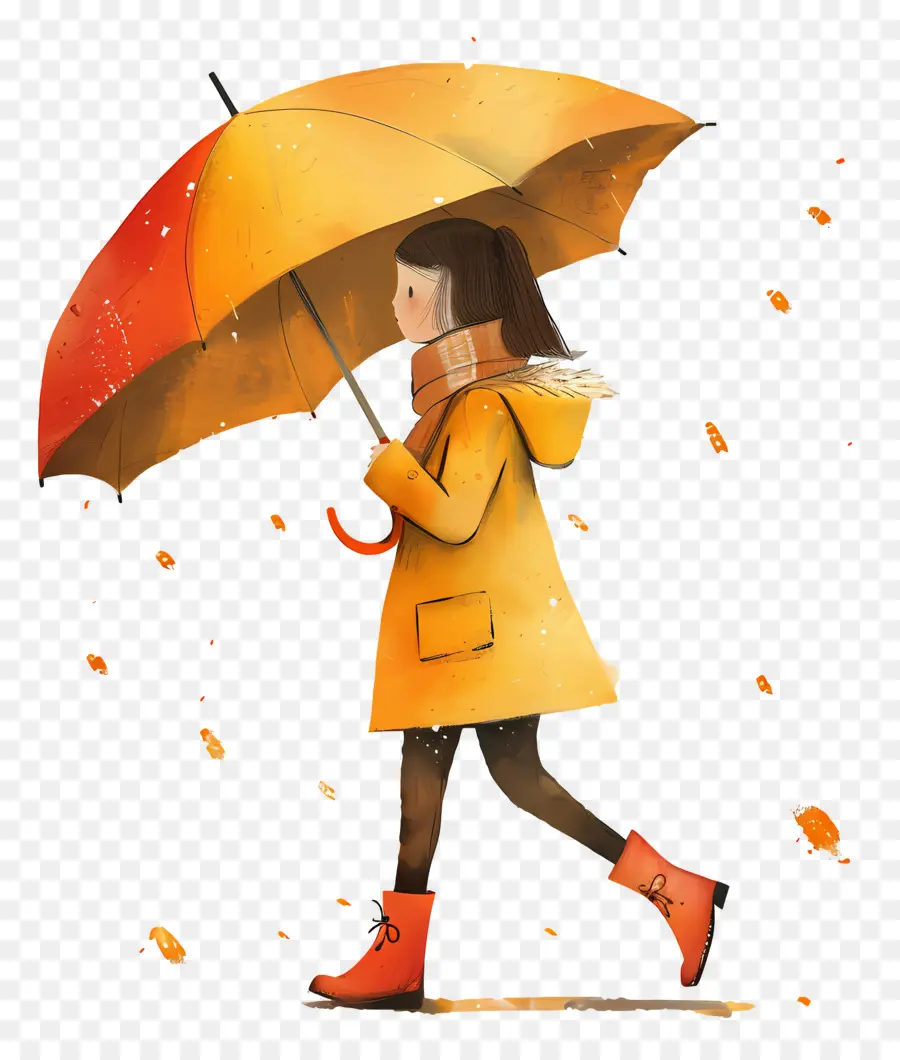 Fille Avec Parapluie，Pluie PNG