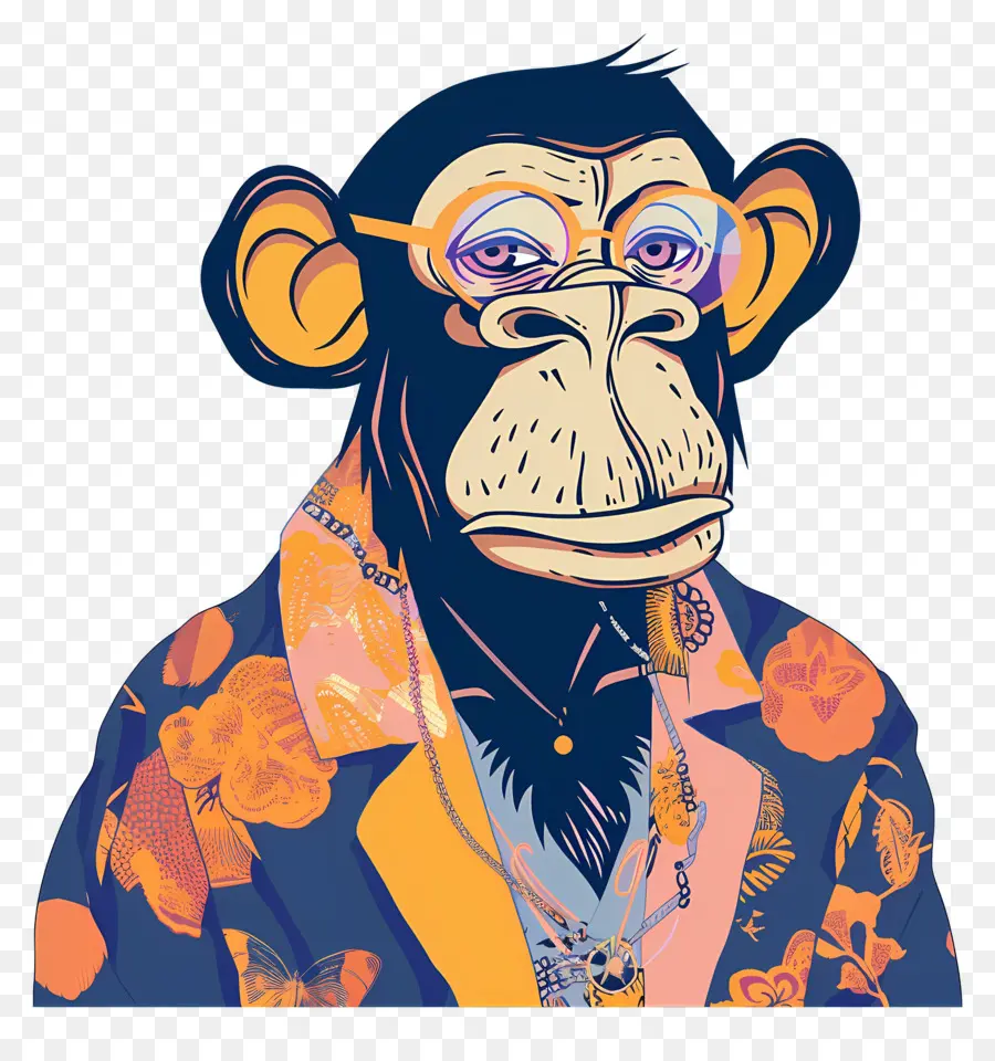 Singe，Singe En Costume Fleuri PNG