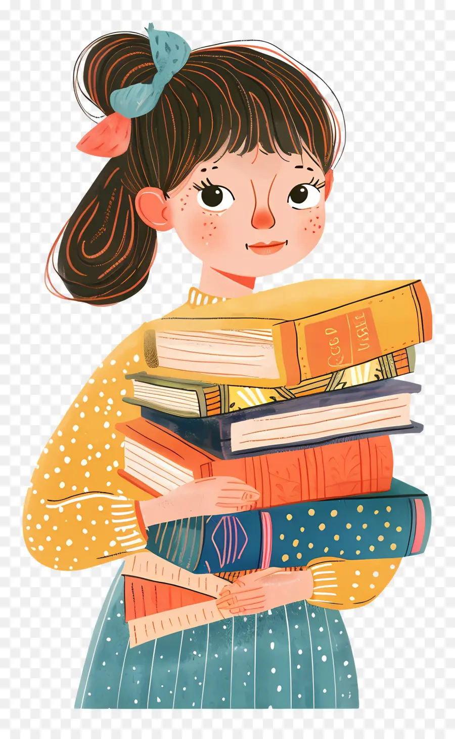 Fille Tenant Des Livres，Fille Avec Des Livres PNG