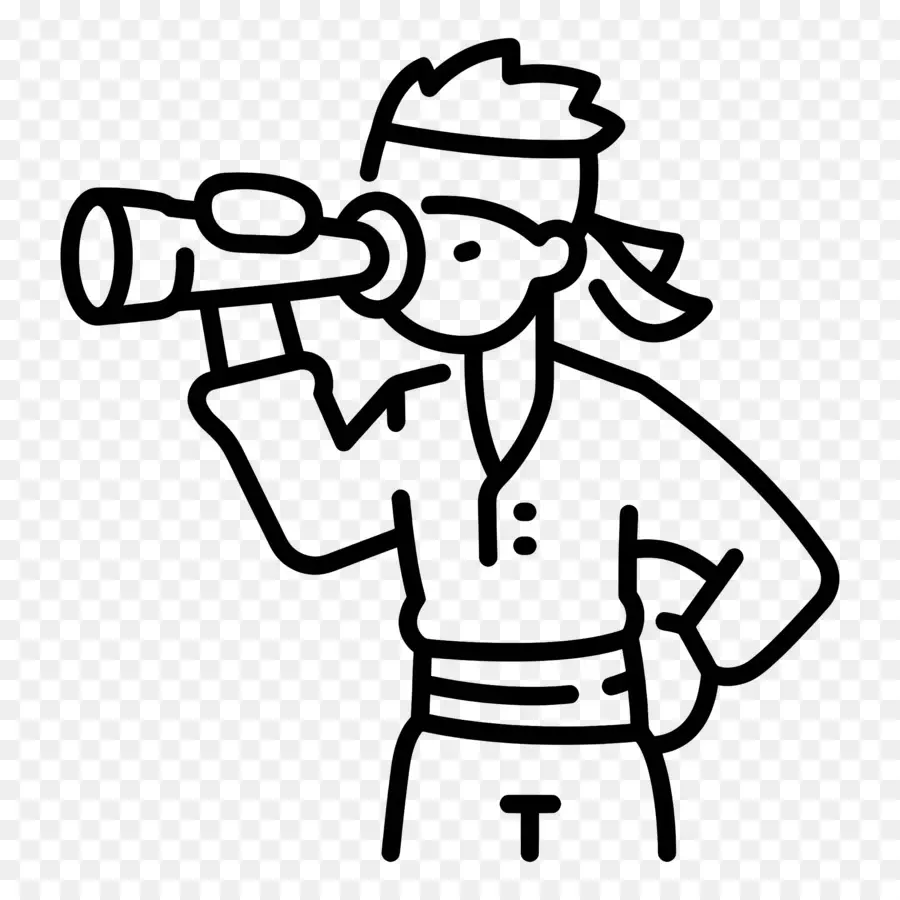 Pirate，Pirate Avec Télescope PNG