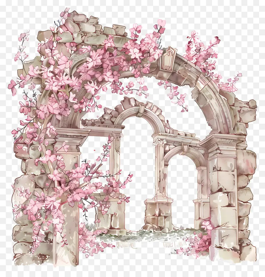 Arche De Fleurs Roses，Arche Avec Des Fleurs PNG