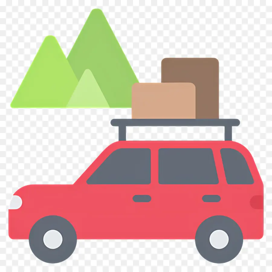 Voyage De Camping，Voiture Avec Bagages PNG