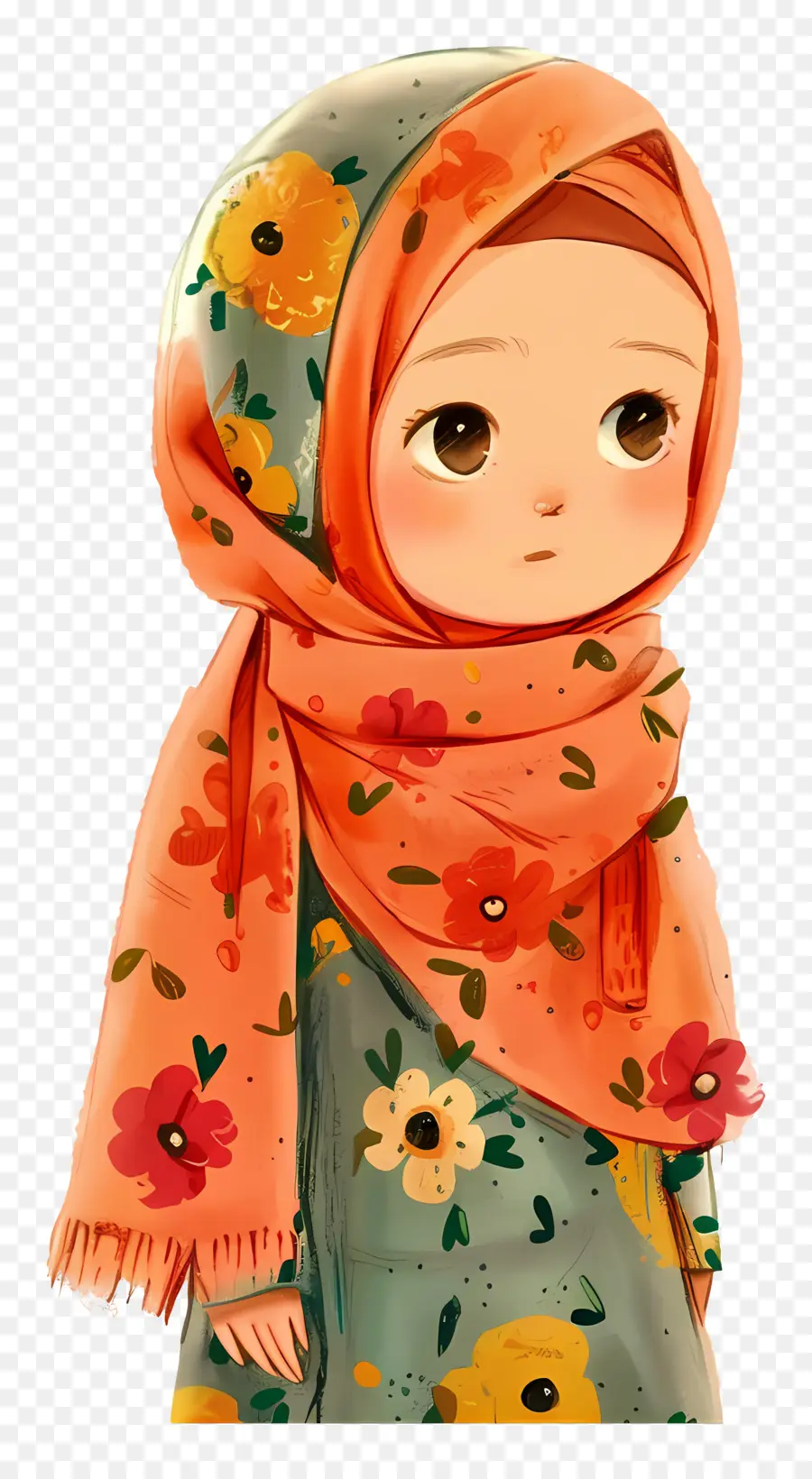 Hijab Fille，Jolie Fille En écharpe Florale PNG