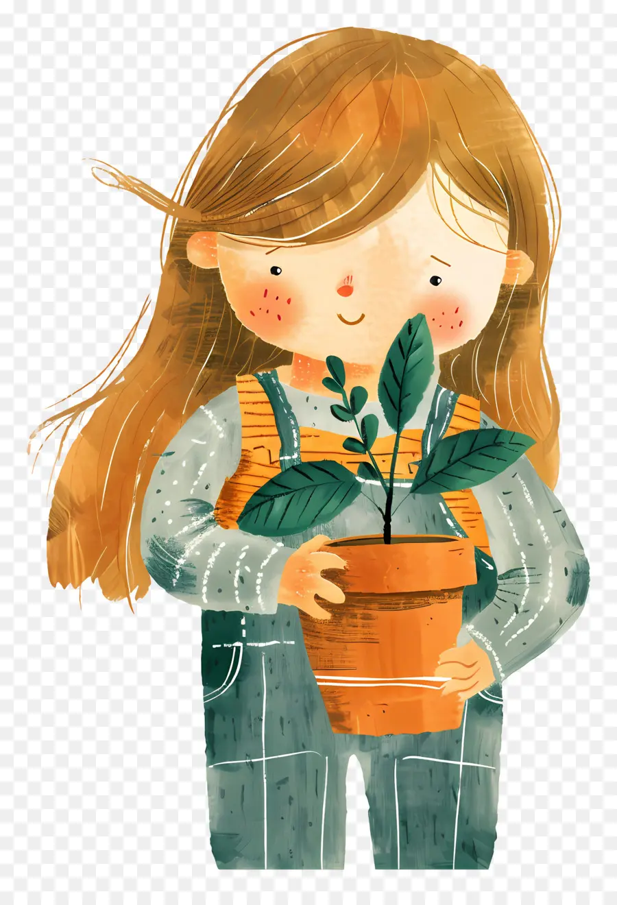 Fille Avec Des Plantes，Pot PNG