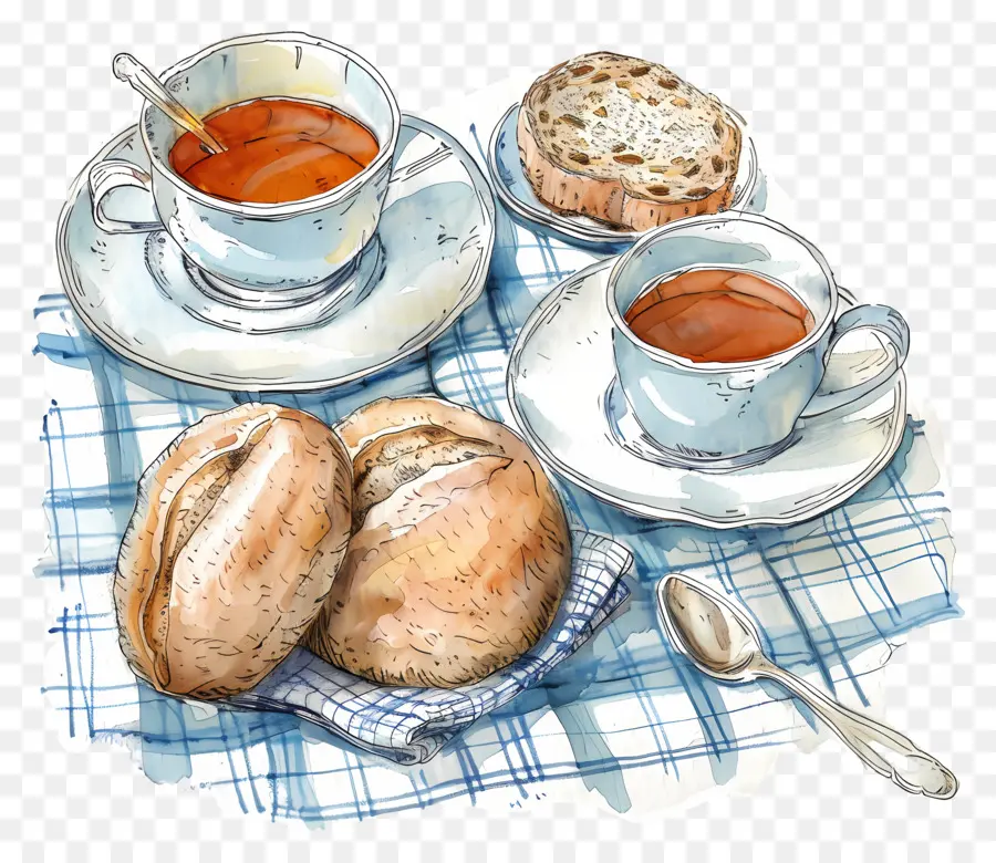 Thé Et Pain，Petit Déjeuner PNG