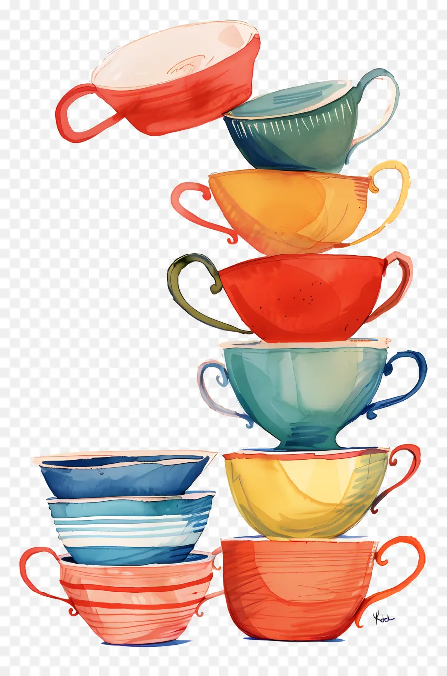 Tasses à Thé Empilées，Tasses Empilées PNG