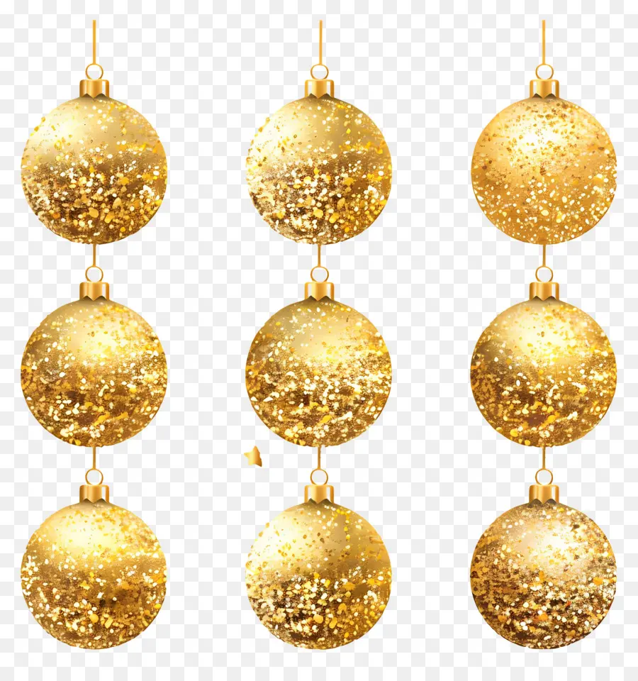 Boules à Paillettes，Ornements En Or PNG