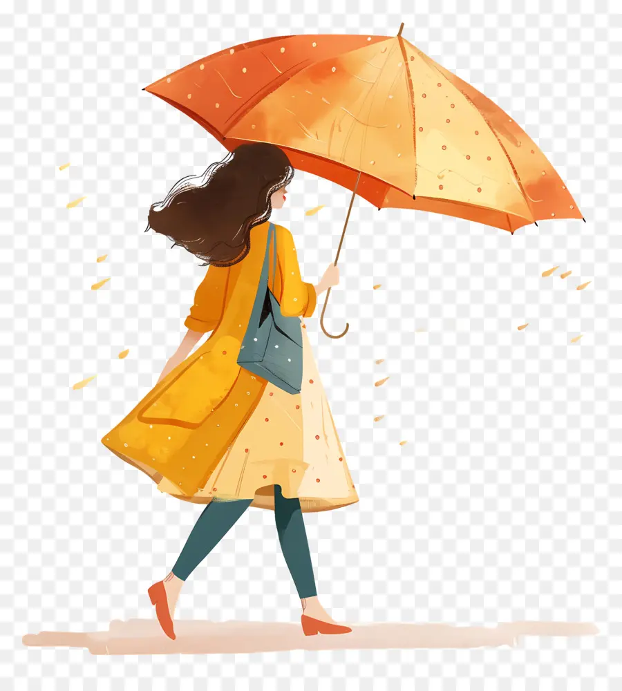 Fille Avec Parapluie，Pluie PNG