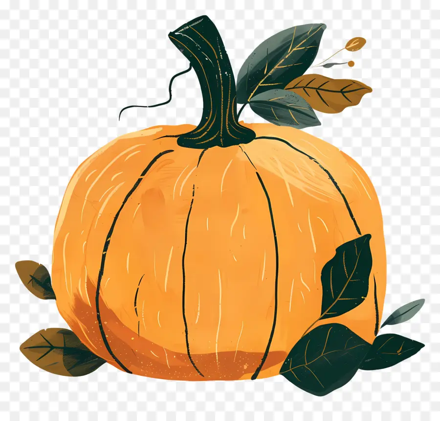 Citrouille Avec Des Feuilles，Citrouille PNG