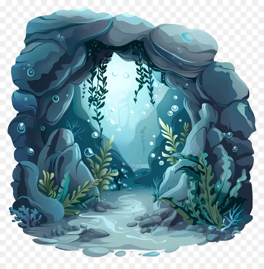 Grotte Marine，Grotte Avec Des Plantes PNG