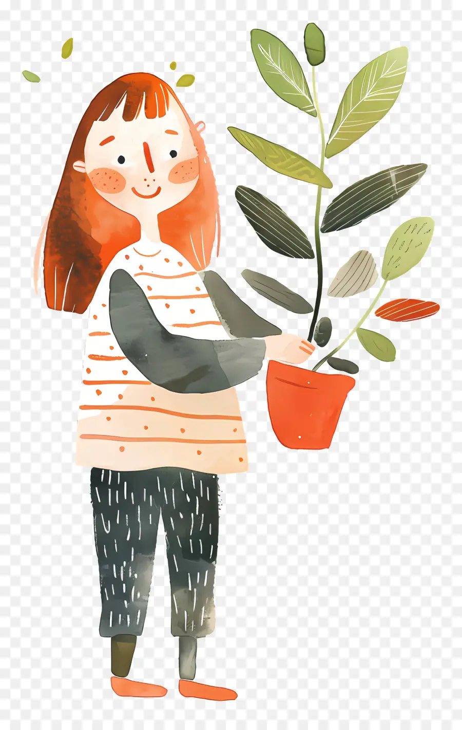 Fille Avec Plante，Fille PNG