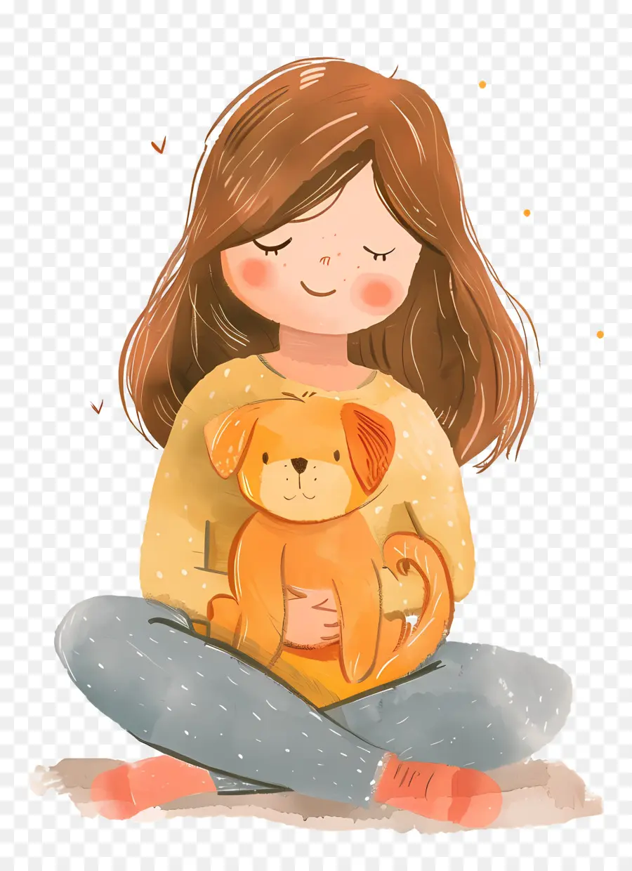 Fille Avec Un Chien，Peluche Fille Avec Chien PNG