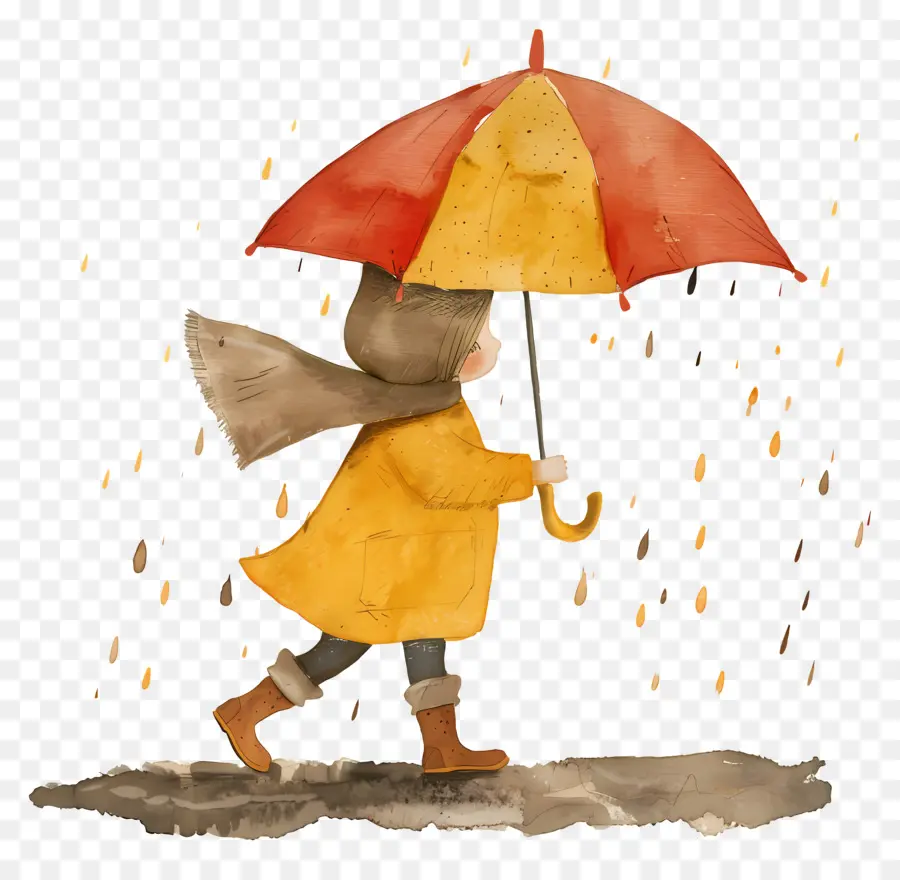 Fille Avec Parapluie，Pluie PNG