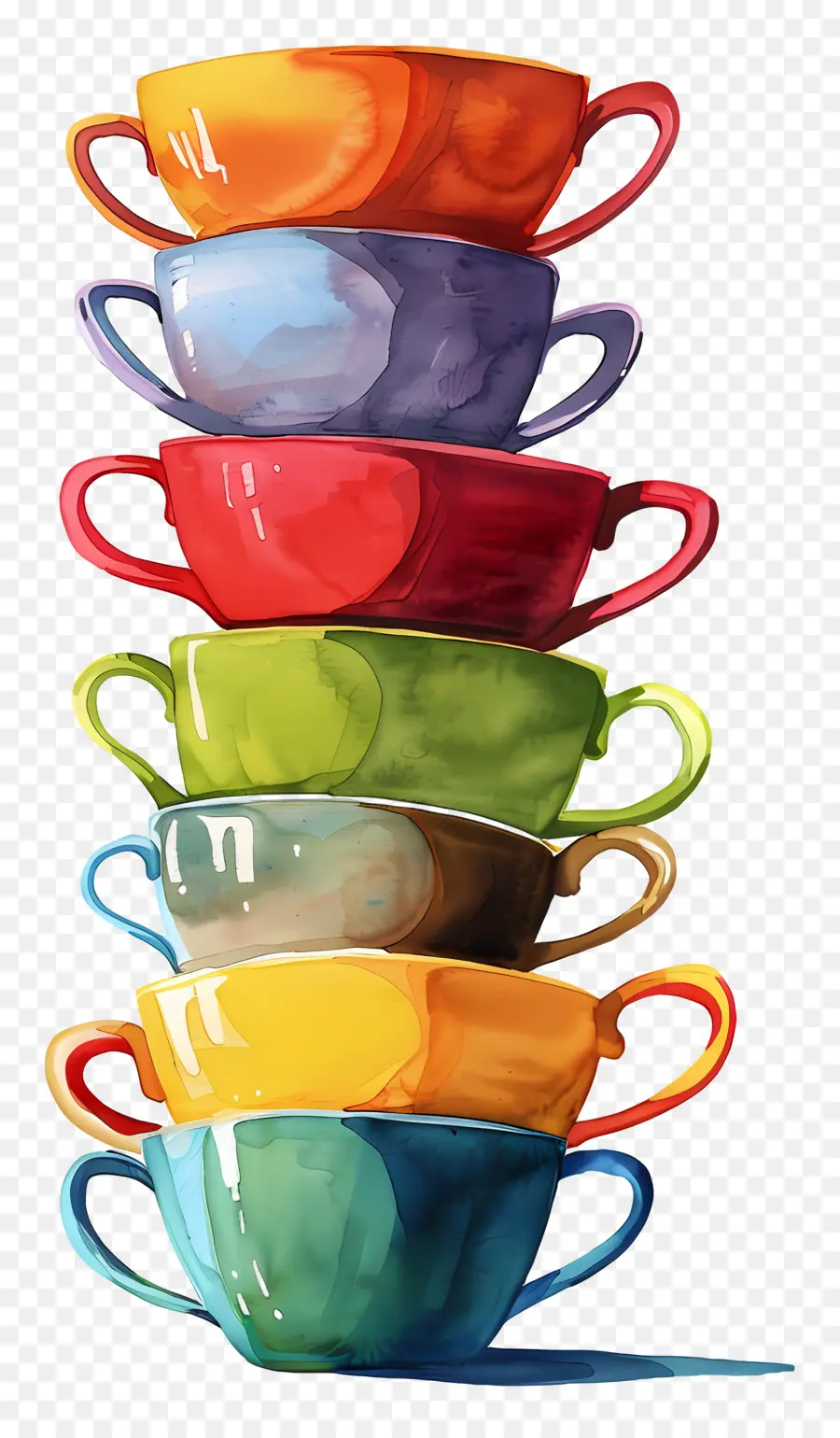 Tasses à Thé Empilées，Tasses Colorées PNG