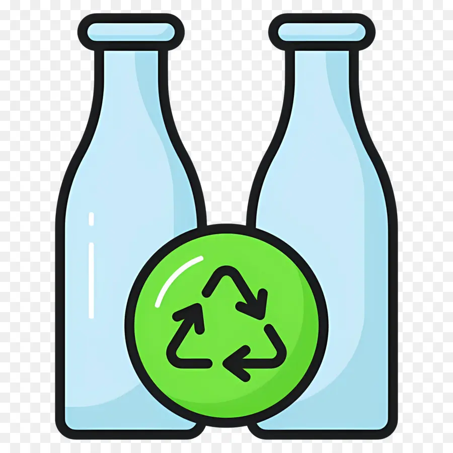 Recycler Les Bouteilles，Bouteilles En Verre Avec Symbole De Recyclage PNG