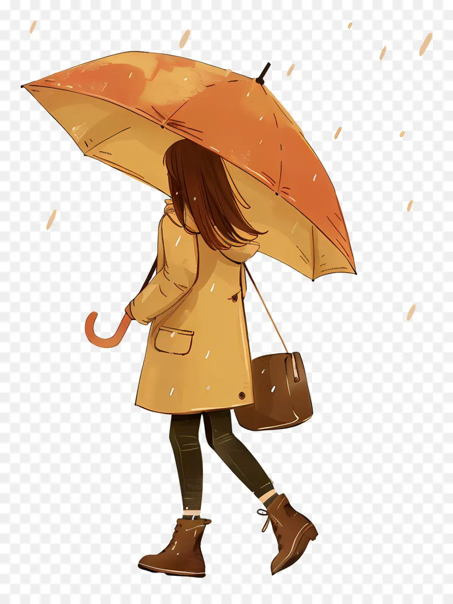 Fille Avec Parapluie，Pluie PNG