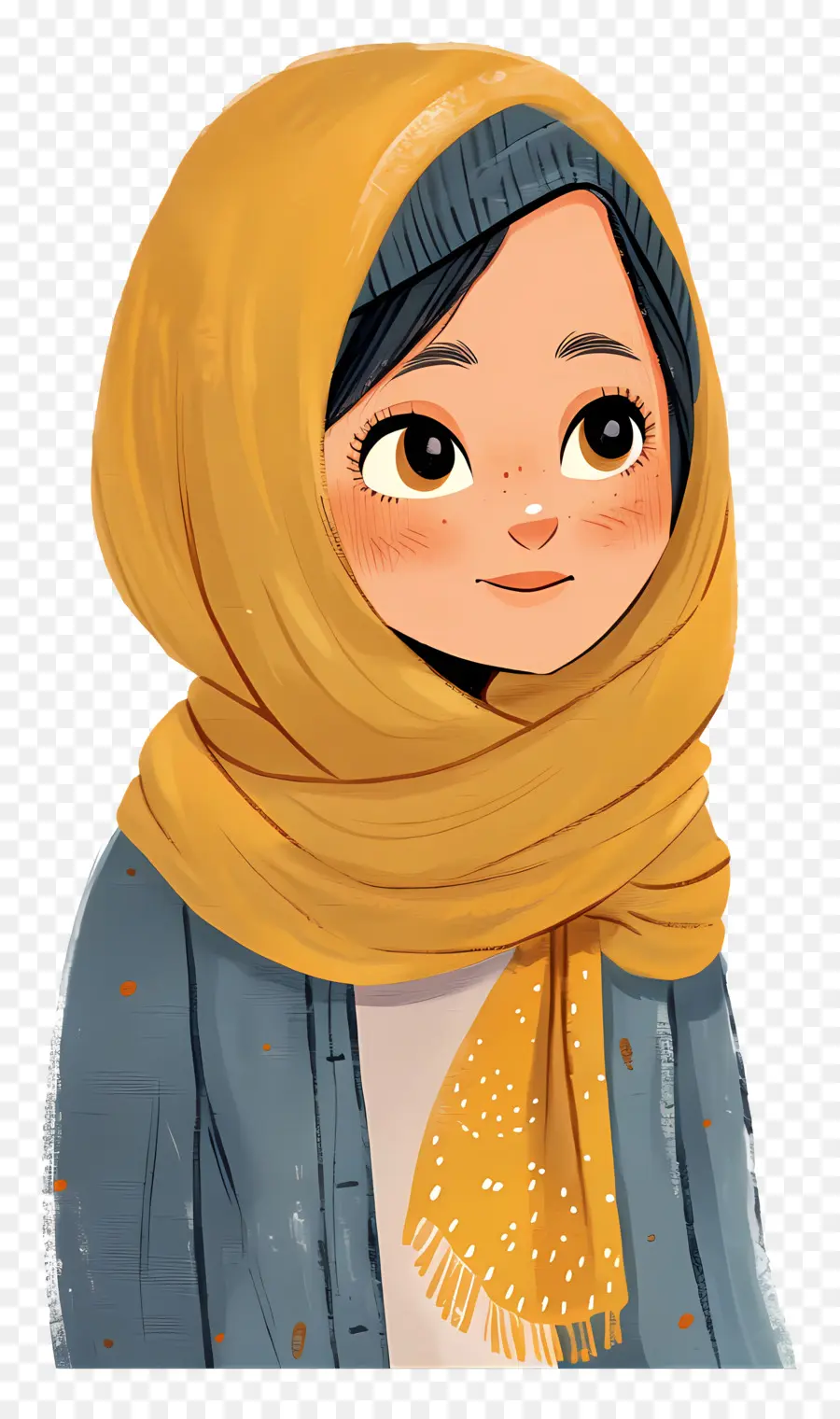 Fille Hijab，Fille En écharpe Jaune PNG