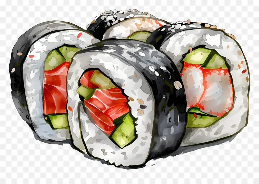 Rouleau De Sushi，Morceaux De Sushis PNG