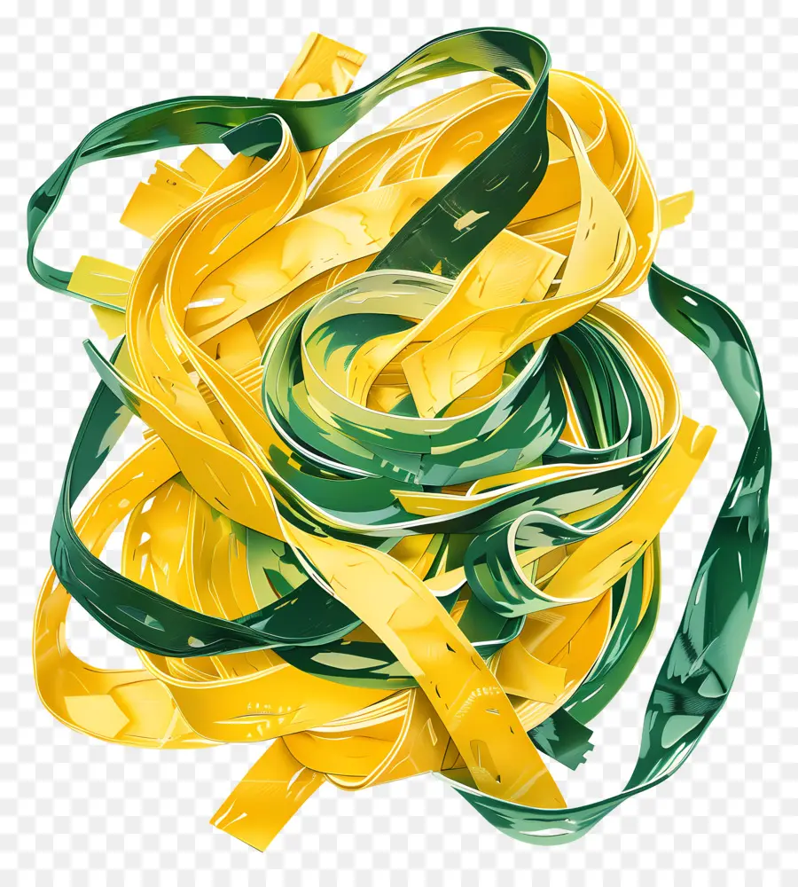 Fettuccine，Nouilles Jaunes Et Vertes PNG