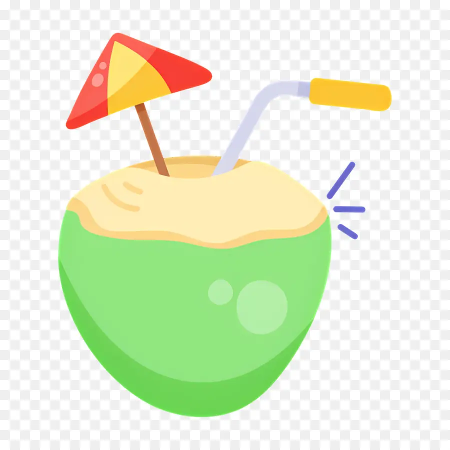 Boisson à La Noix De Coco，Boisson à La Noix De Coco Avec Parapluie PNG