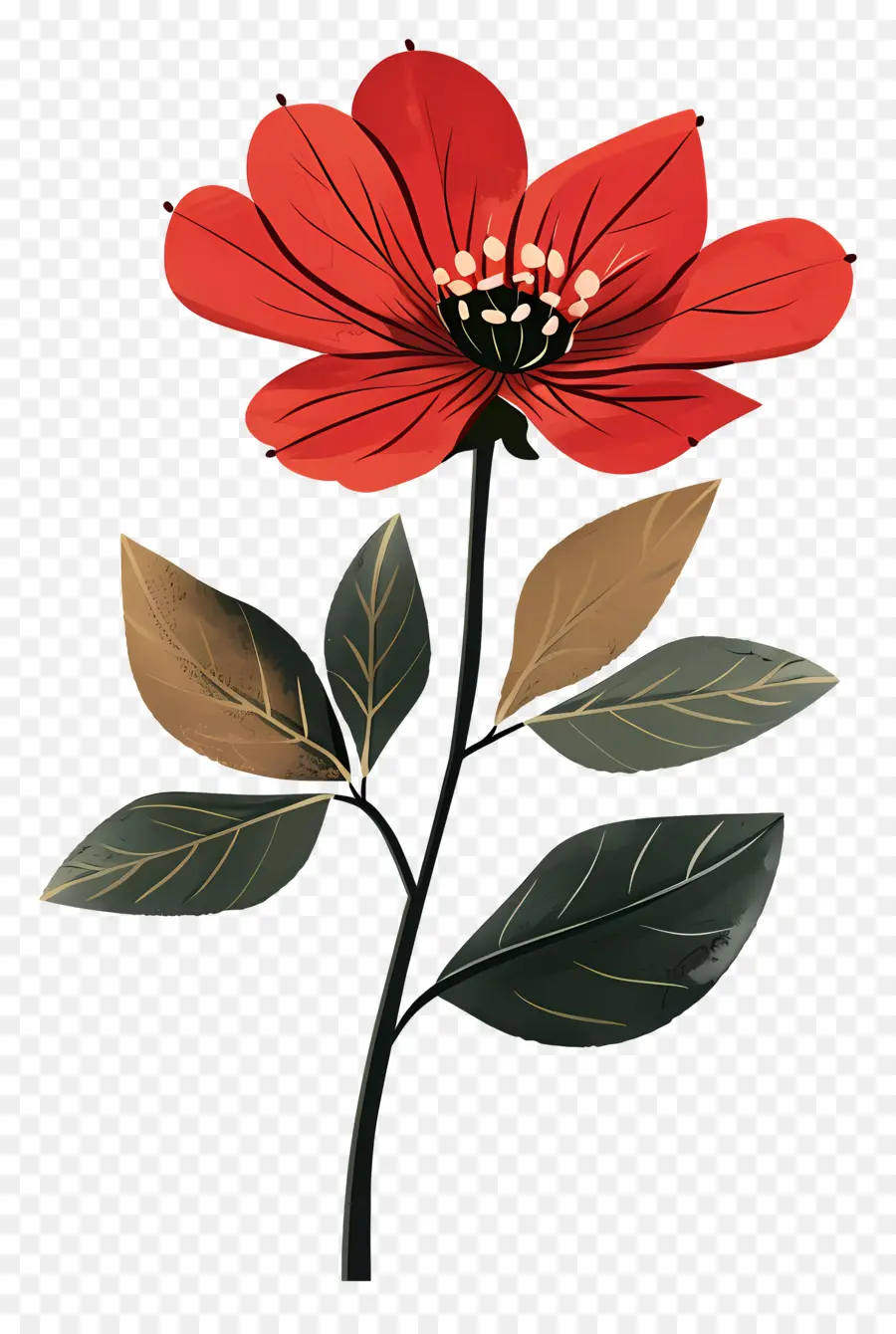 Fleur Rouge，Feuilles PNG